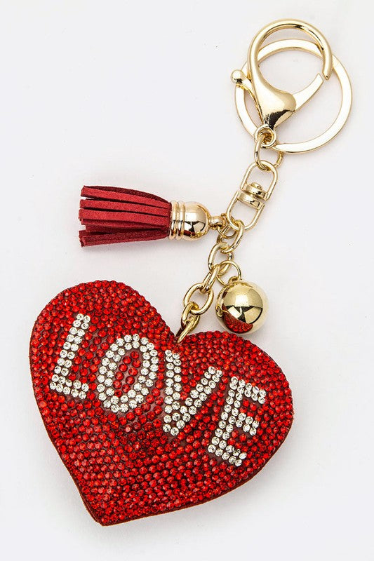Crystal Heart Keychain Red 1