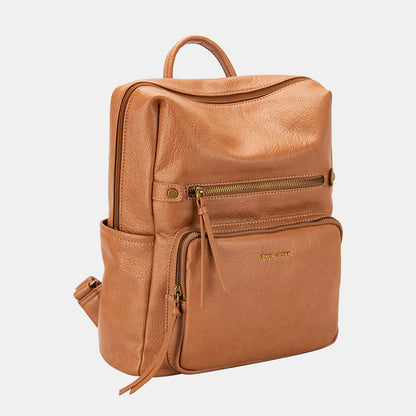 David Jones Vegan Leather Backpack Bag Cognac One Size