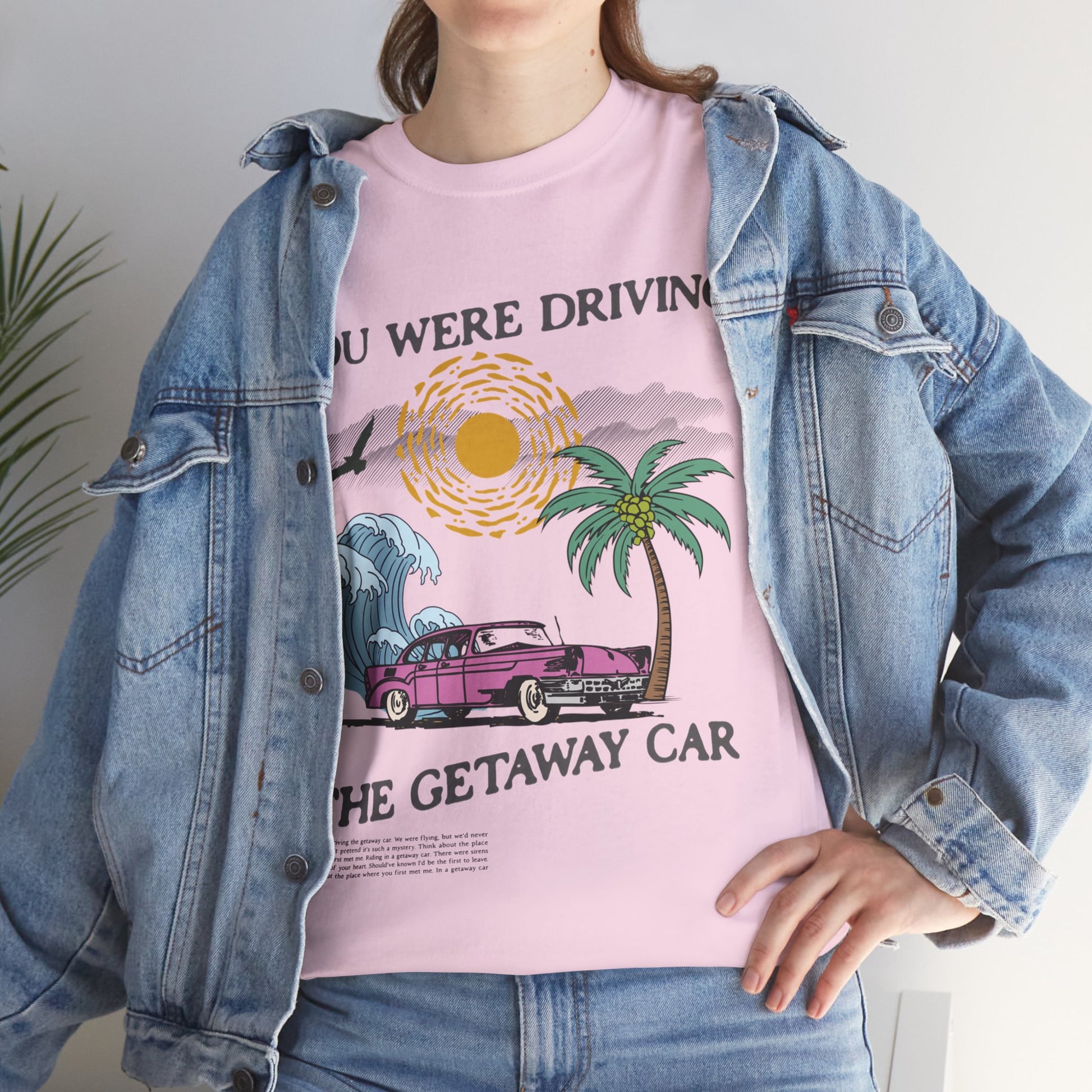 Taylor Swift Getaway Car T-Shirt Light Pink