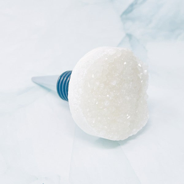 Natural Stone Wine Stopper Sugar White Druzy OS