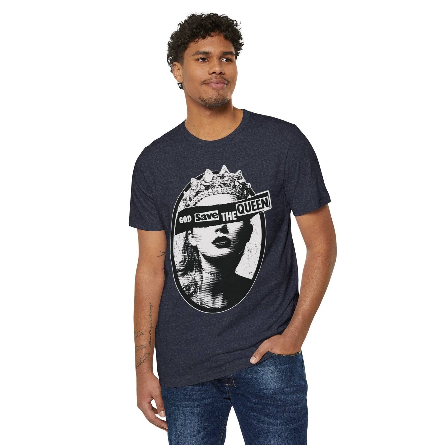 Taylor Swift | God Save the Queen | Unisex | Recycled | Organic T-Shirt Heather Navy