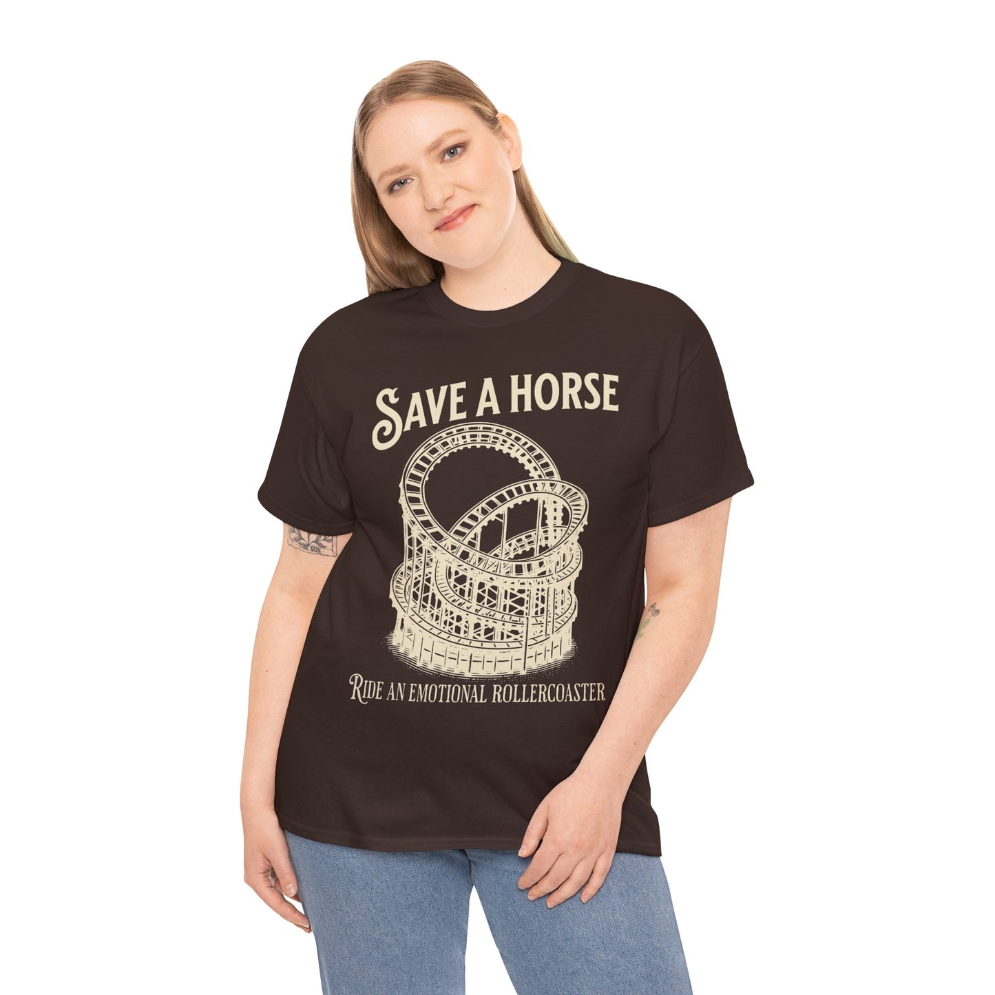 Save a Horse Ride an Emotional Rollercoaster T-shirt Dark Chocolate