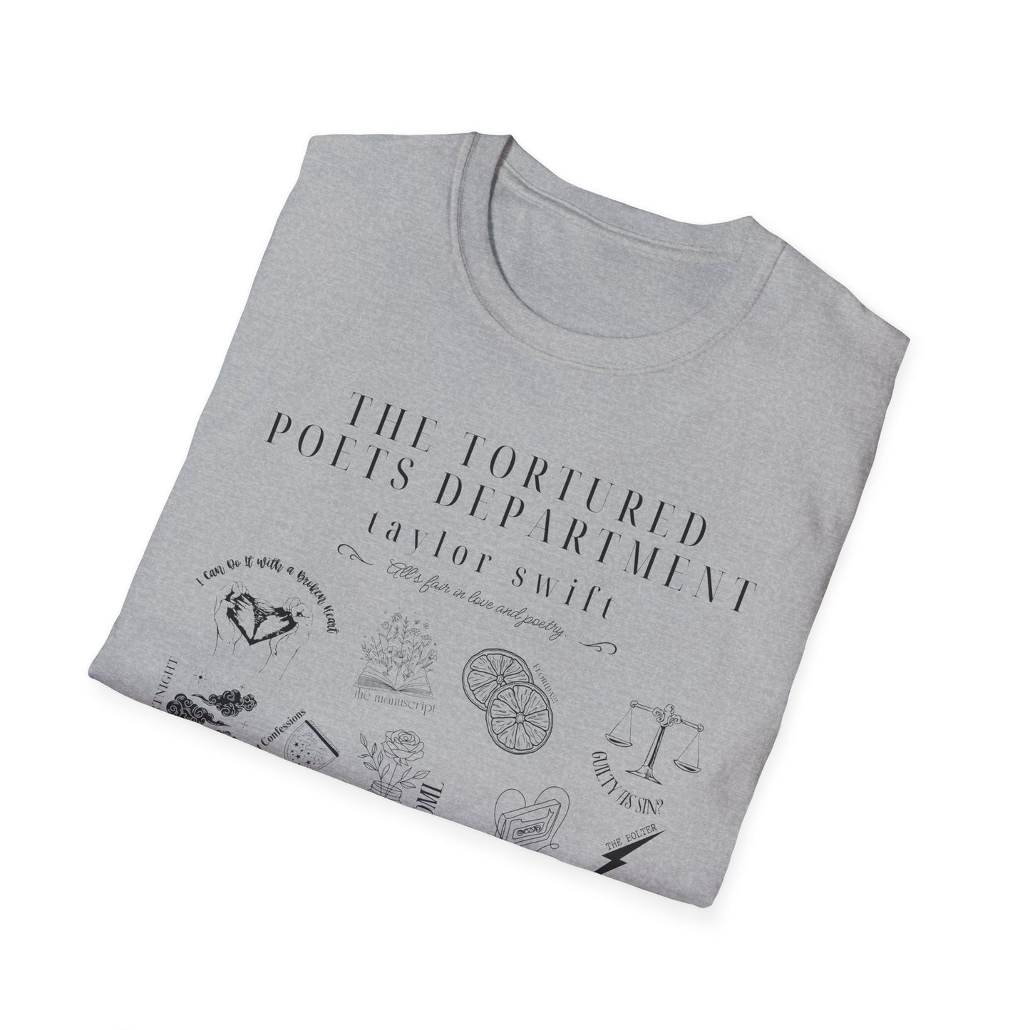 Taylor Swift TTPD Tracklist T-Shirt Sport Grey