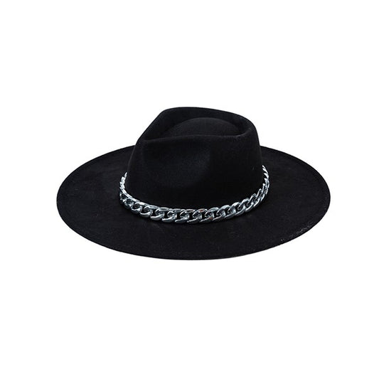 Chunky Chain Fedora Hat Black One Size