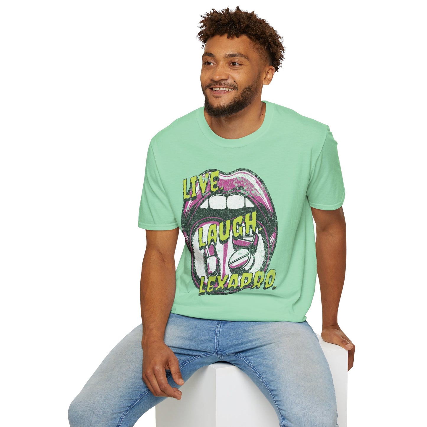 Live Laugh Lexapro | Unisex Softstyle T-Shirt Mint Green