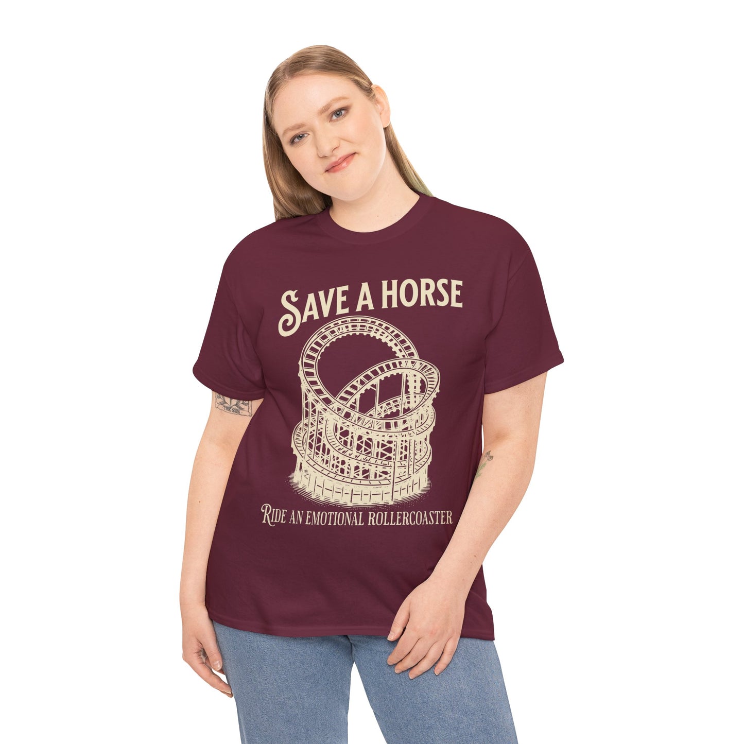 Save a Horse Ride an Emotional Rollercoaster T-shirt Maroon