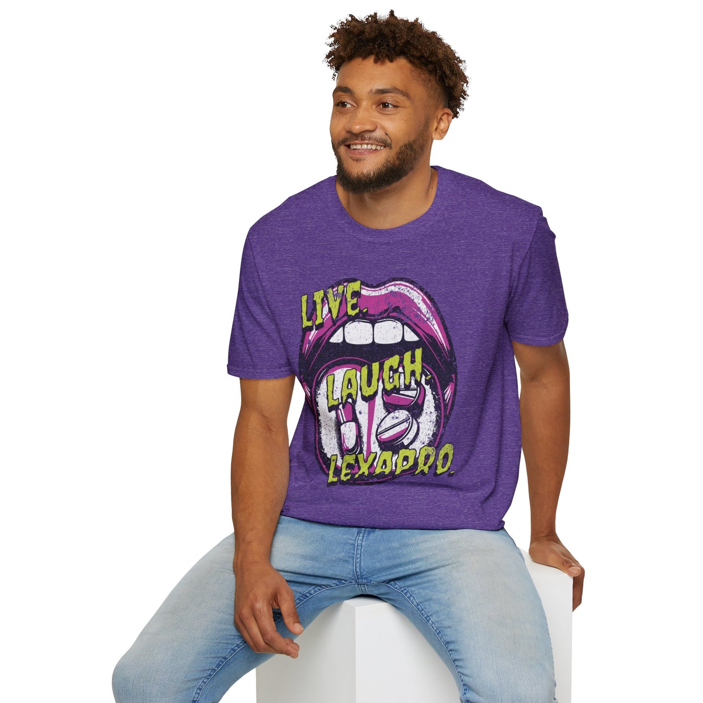 Live Laugh Lexapro | Unisex Softstyle T-Shirt Heather Purple