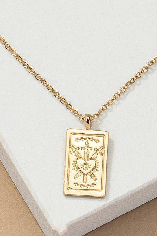 3 of Swords Tarot Pendent Gold one size