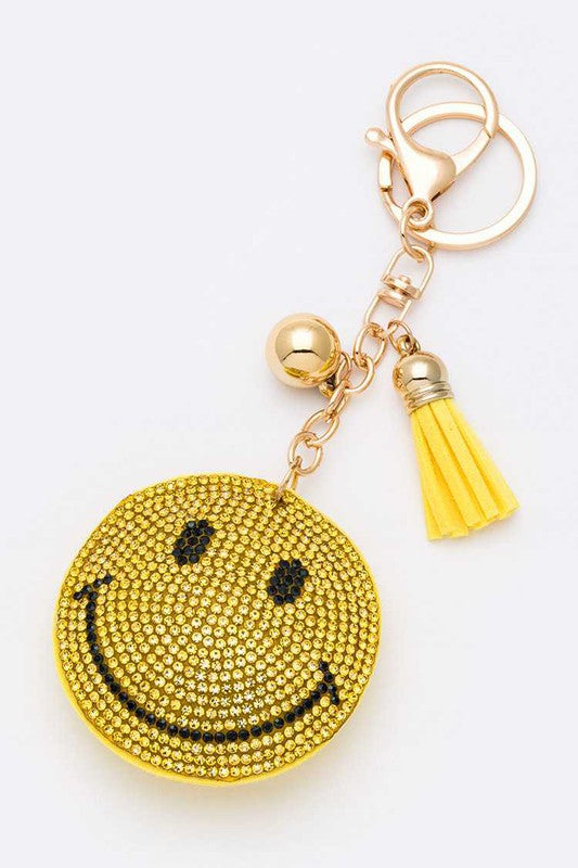 Crystal Smiley Face Keychain Yellow O S