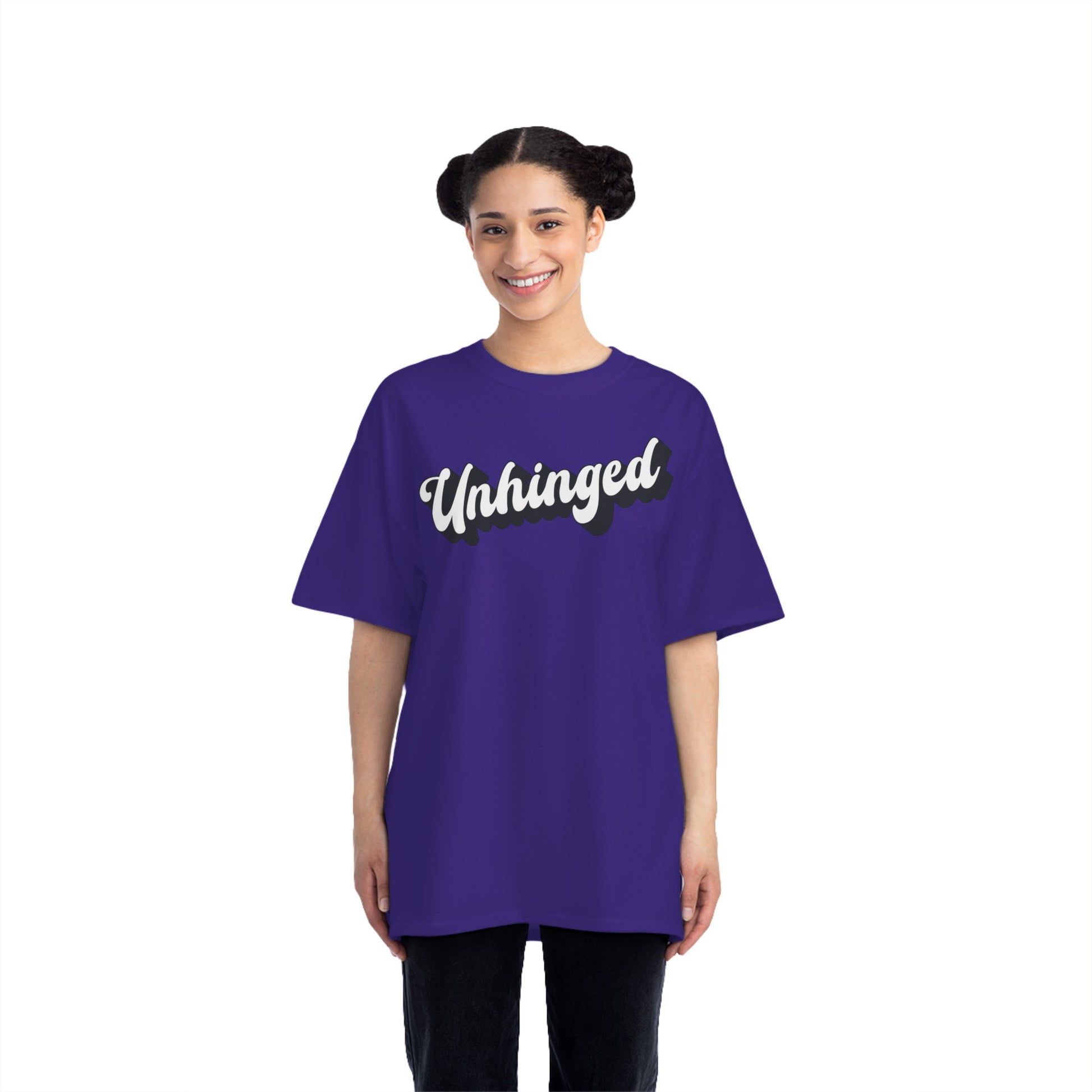Retro "Unhinged" Oversized Graphic Tee Purple