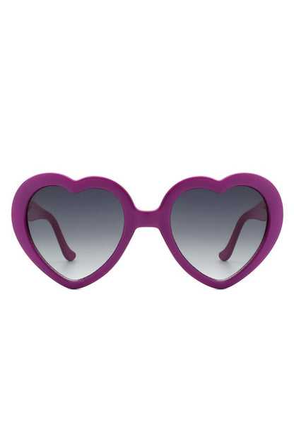 Retro Heart Sunglasses Purple OneSize