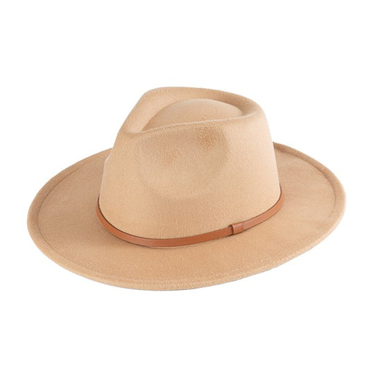 Classic Suede Felt Fedora Hat Light Taupe One Size