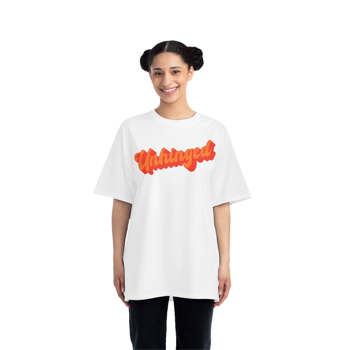 Retro "Unhinged" Oversized Graphic Tee White