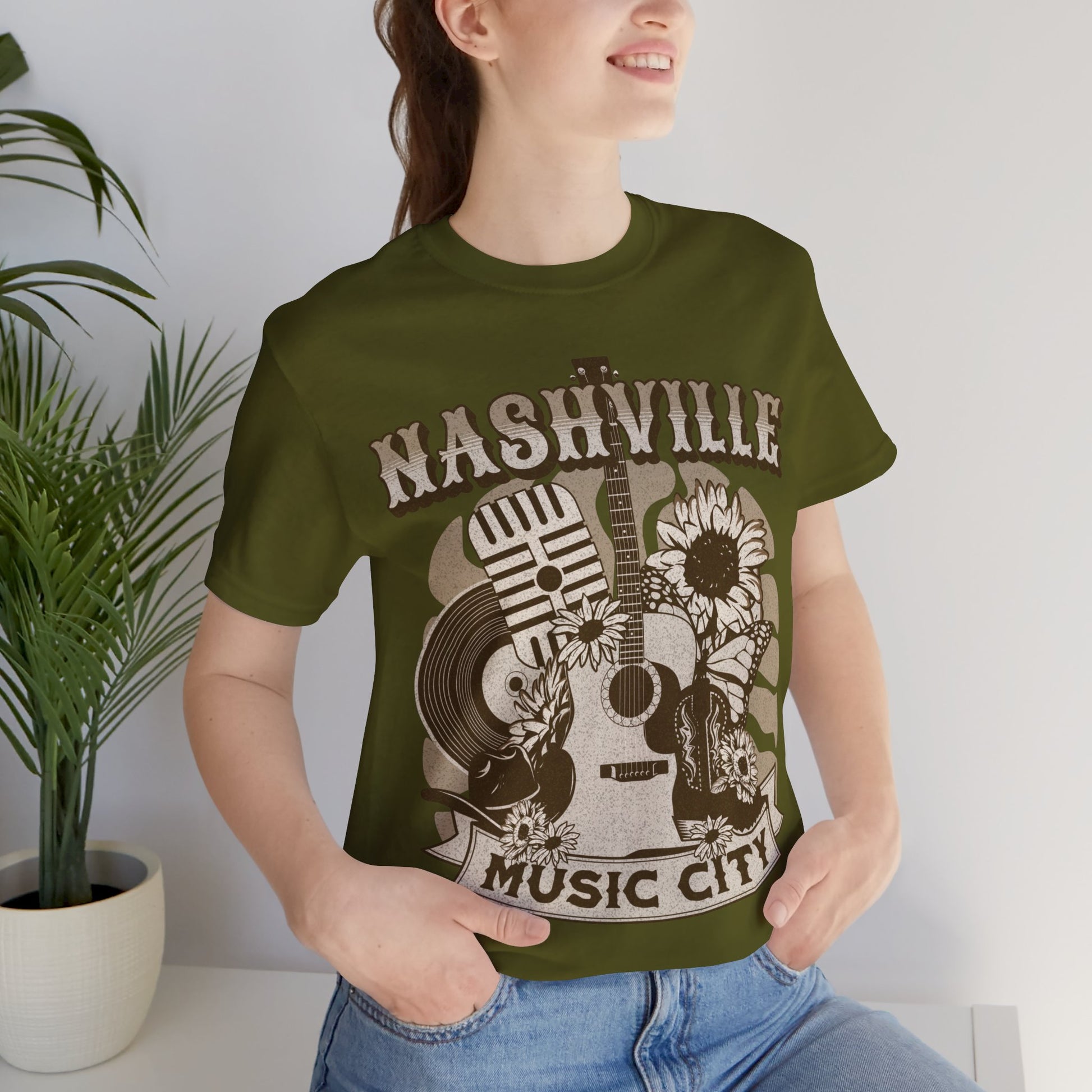 Nashville Music City T-Shirt Olive