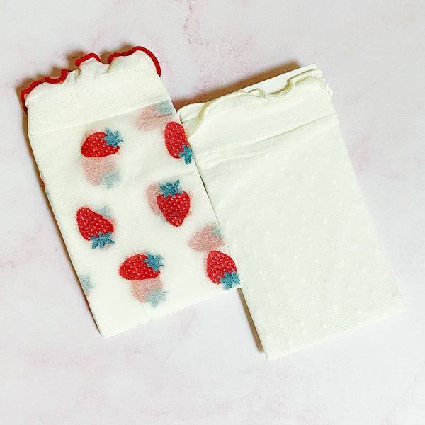 Dots And Strawberries Sheer Socks