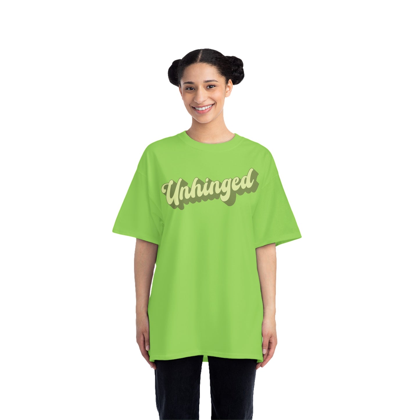 Retro "Unhinged" Oversized Graphic Tee Lime