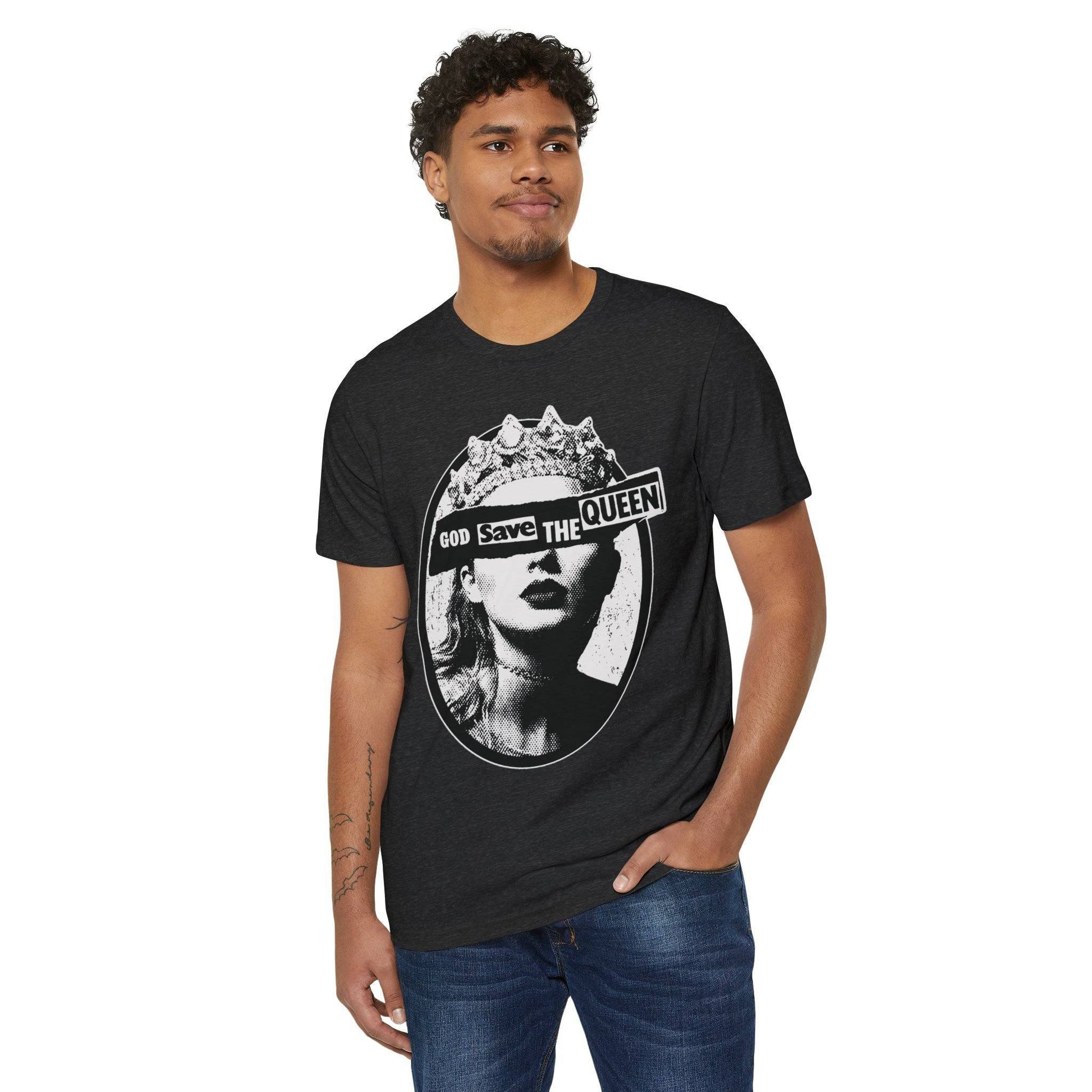 Taylor Swift | God Save the Queen | Unisex | Recycled | Organic T-Shirt Dark Grey Heather