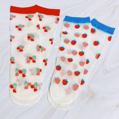 Cherry Berry Sheer Socks Red OS