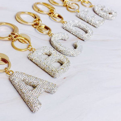 Crystal Initial Keychain