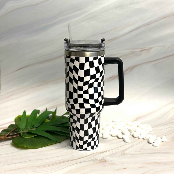 40 Oz Checker Tumbler Black OS