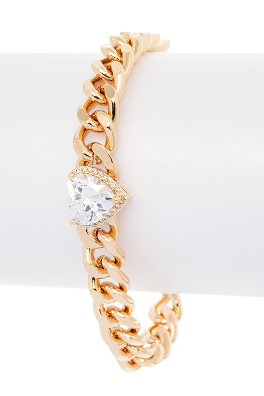 Heart Shape Chain Link Bracelet Gold O S