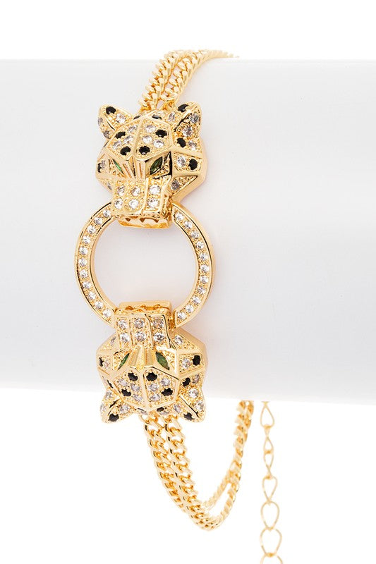 Double Trouble Leopard Bracelet Gold O S