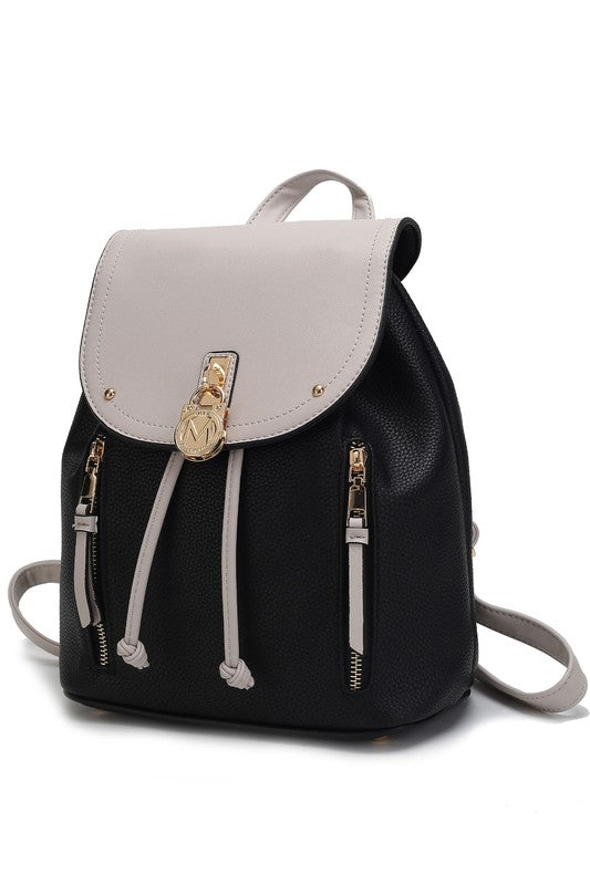 Xandria Vegan Leather Backpack Black-Light Grey One Size