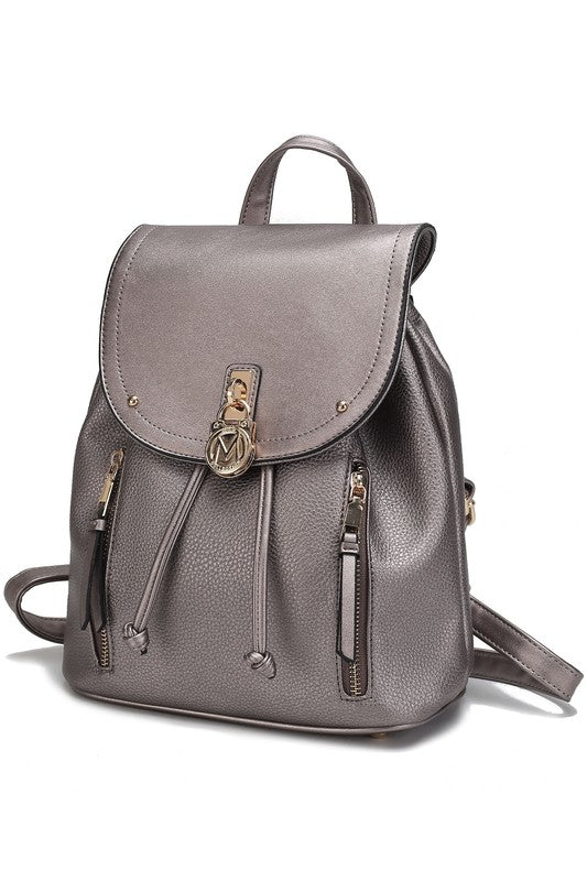 Xandria Vegan Leather Backpack Pewter One Size