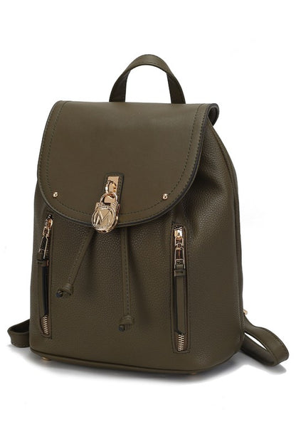 Xandria Vegan Leather Backpack Olive One Size