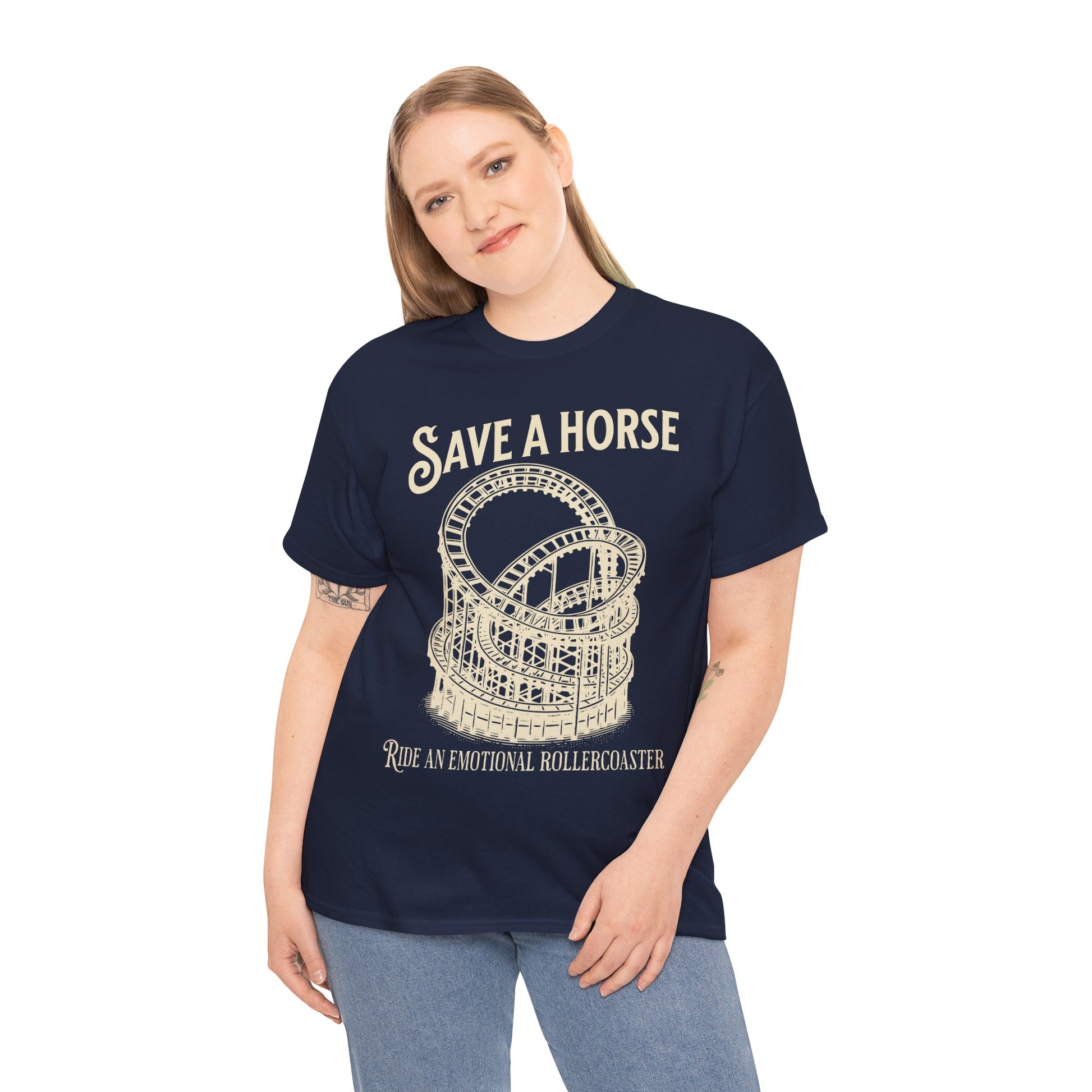Save a Horse Ride an Emotional Rollercoaster T-shirt Navy