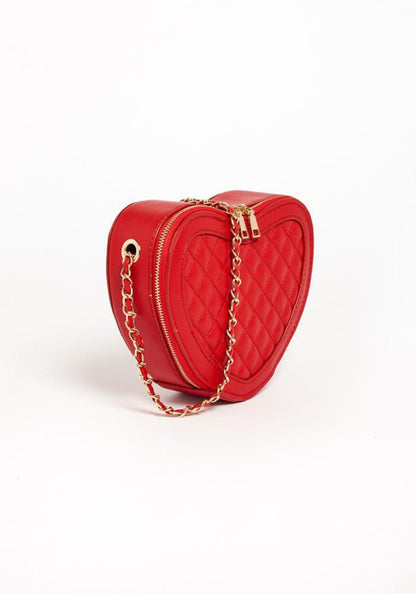 Heart Shaped Crossbody Bag Red Os