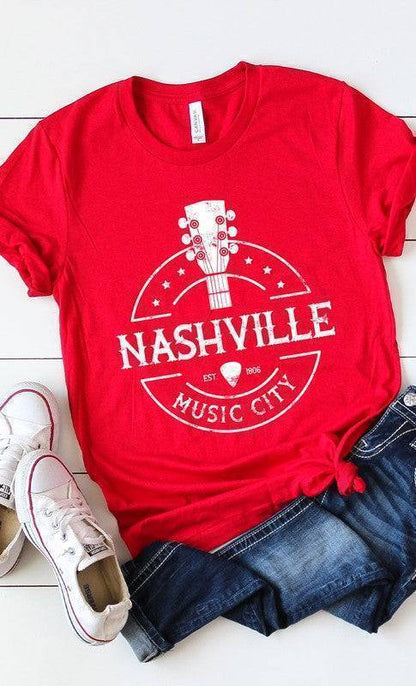Nashville Music City T-Shirt Canvas Red