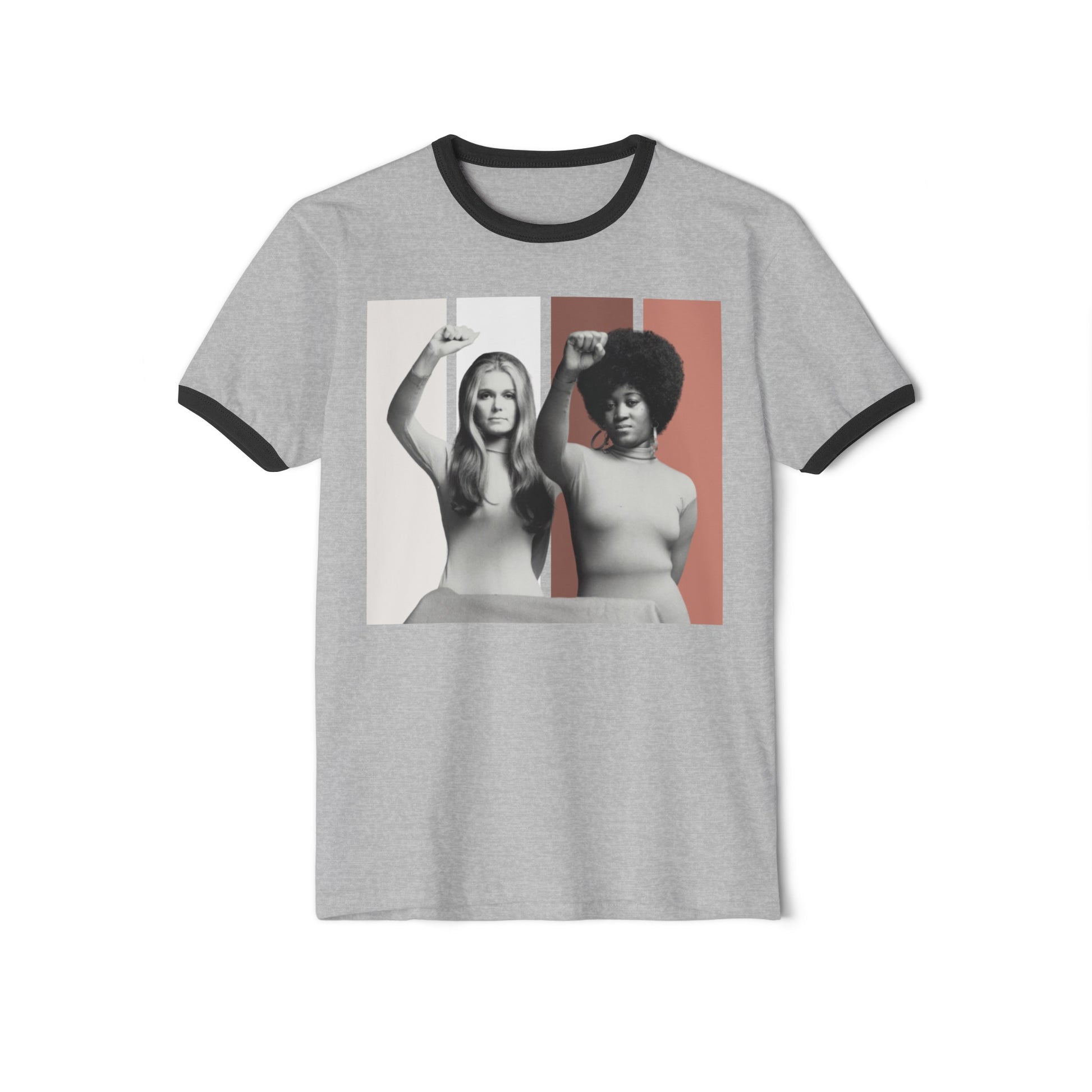 Feminist Icon Retro Ringer Tee Heather Grey Black