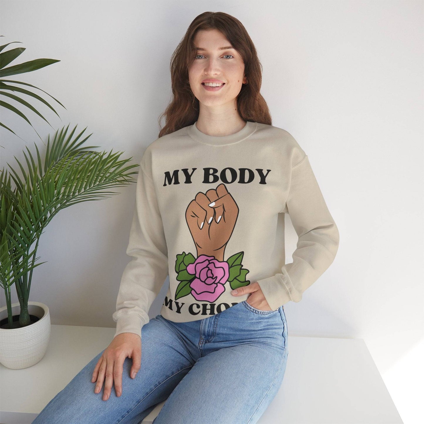 My Body, My Choice Crewneck Sweatshirt Sand