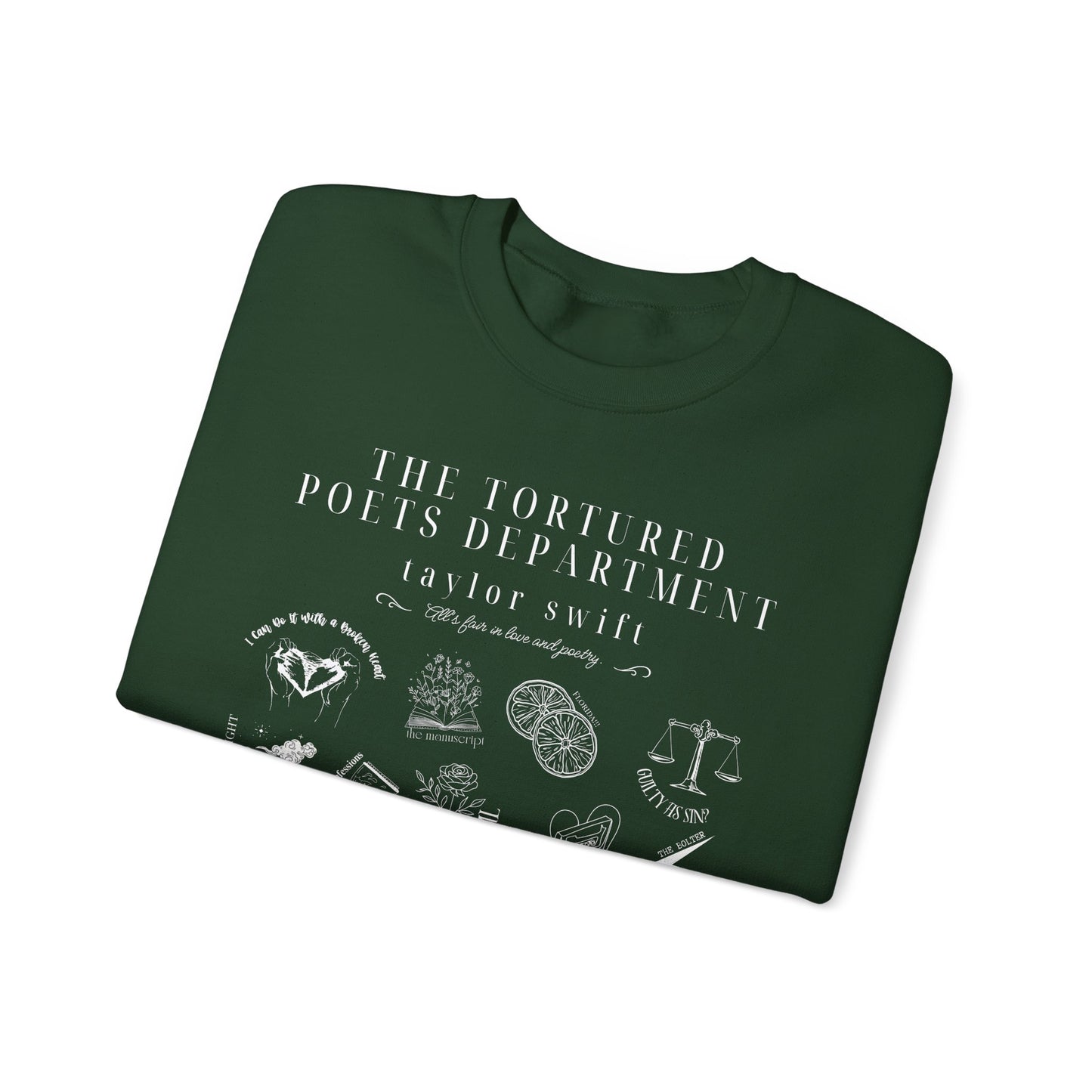 Taylor Swift TTPD Tracklist Sweatshirt Forest Green