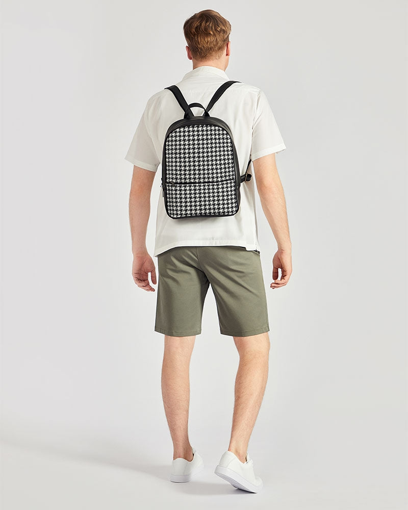 Houndstooth Faux Leather Backpack