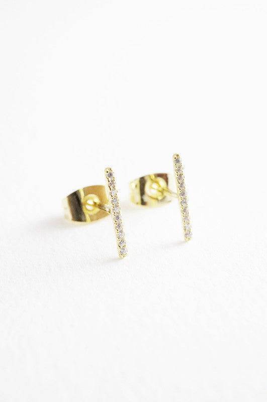 Crystal Bar Earrings Gold One Size
