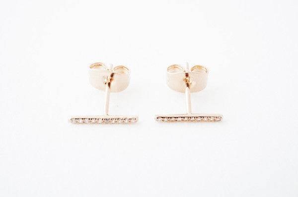 Crystal Bar Earrings Rose Gold One Size