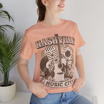 Nashville Music City T-Shirt Heather Peach