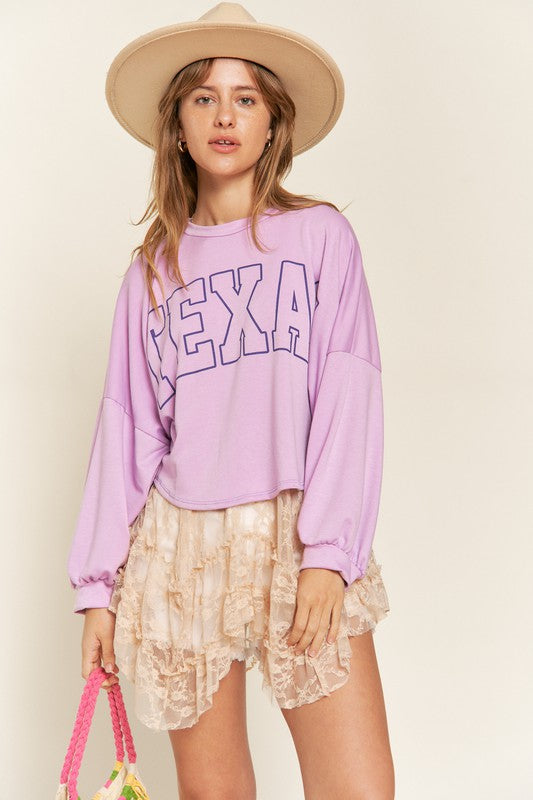 Vacation Cropped Top Lavender: Texas