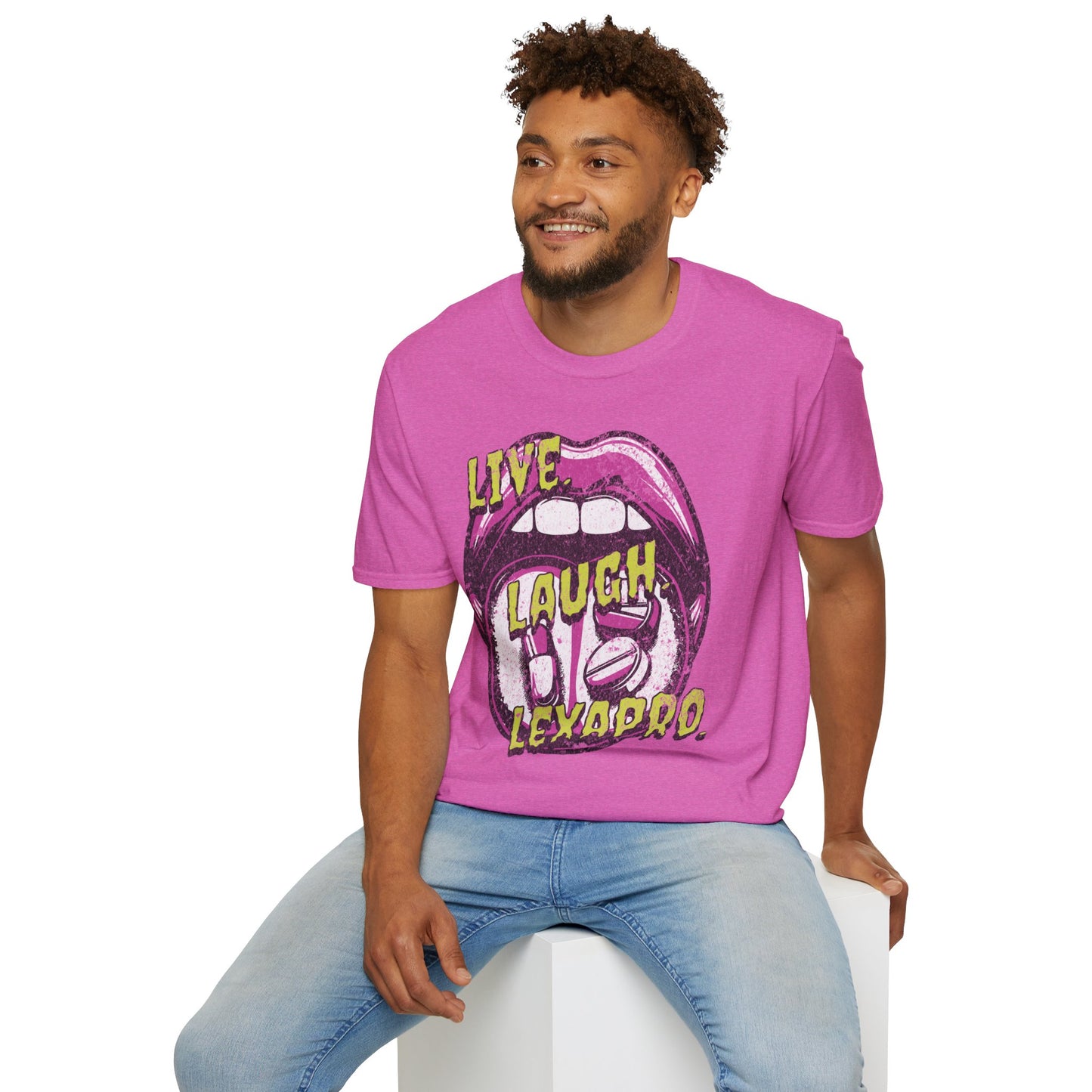 Live Laugh Lexapro | Unisex Softstyle T-Shirt Heather Berry