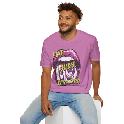 Live Laugh Lexapro | Unisex Softstyle T-Shirt Heather Radiant Orchid