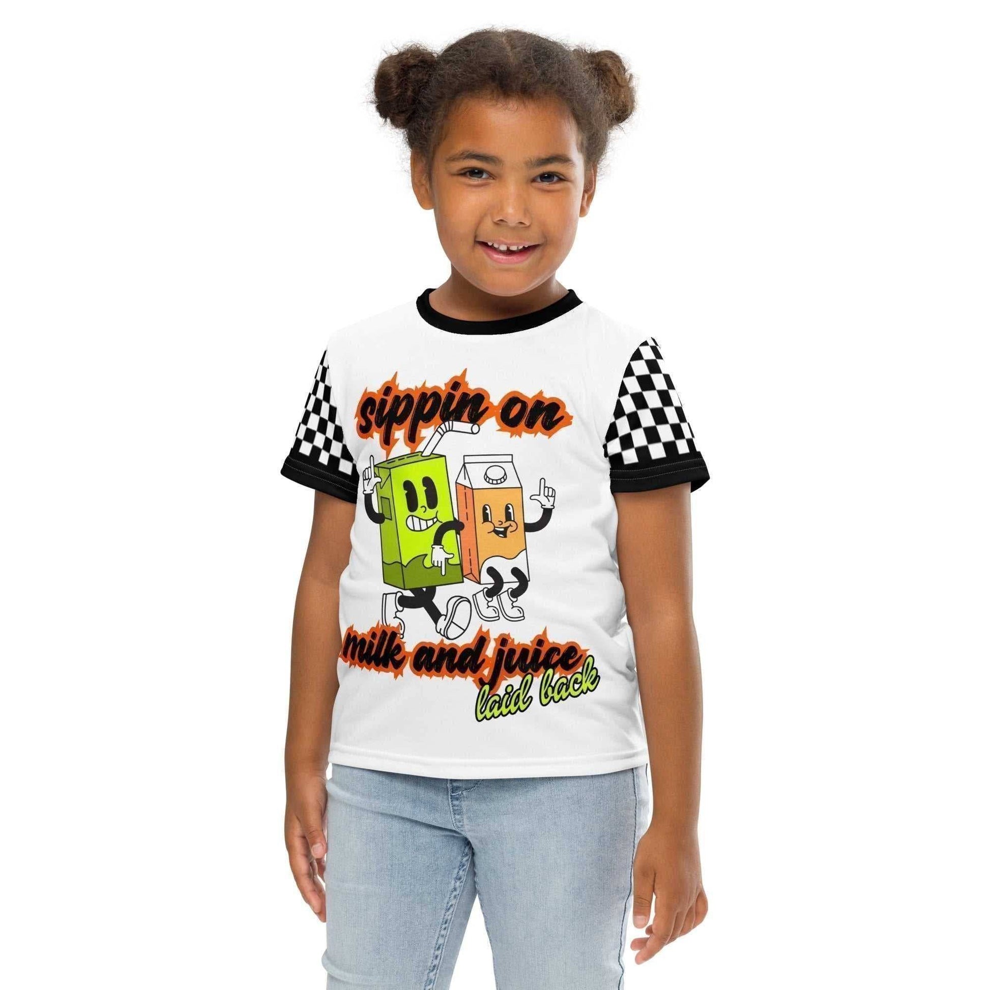 Sipping on Milk and Juice Kids T-shirt