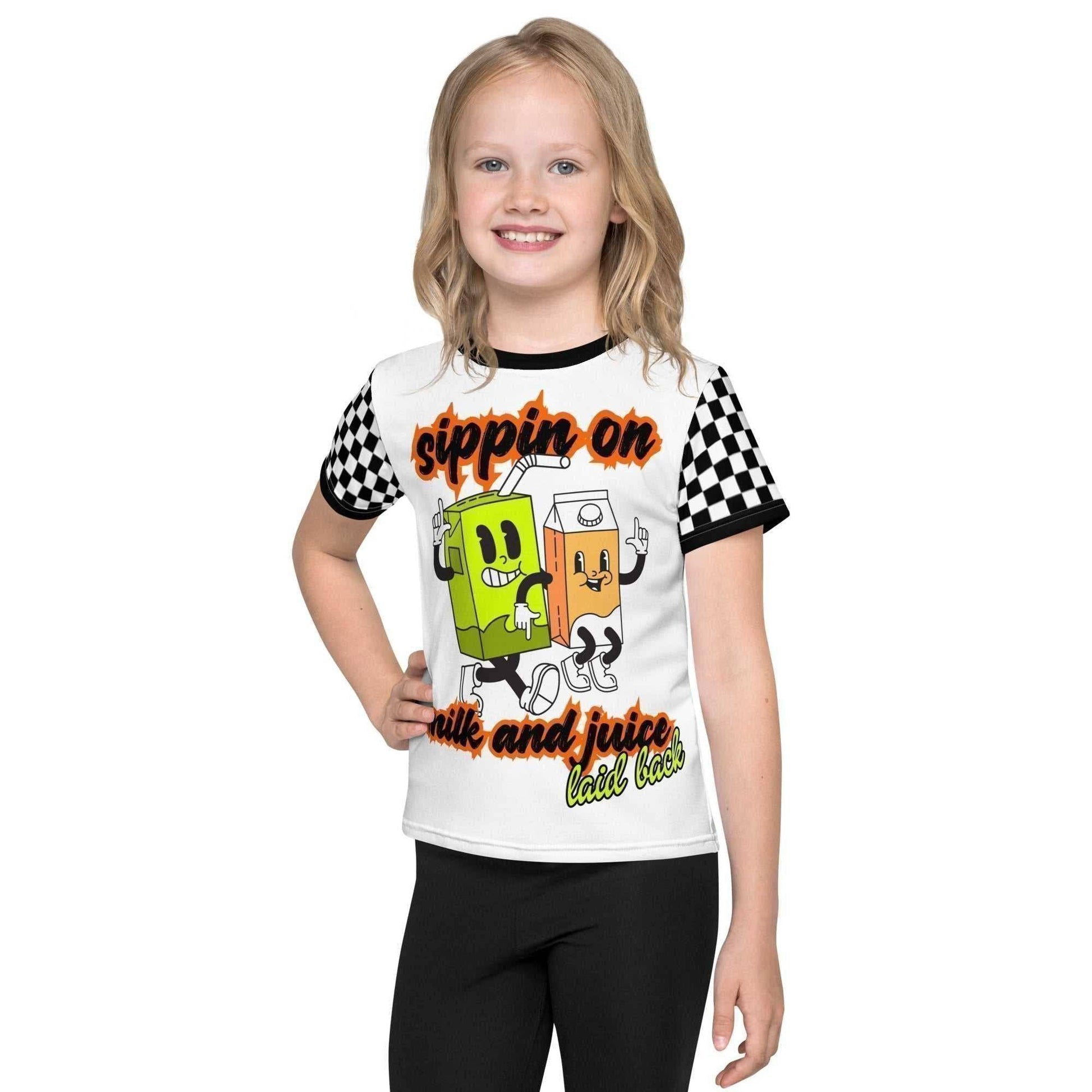 Sipping on Milk and Juice Kids T-shirt