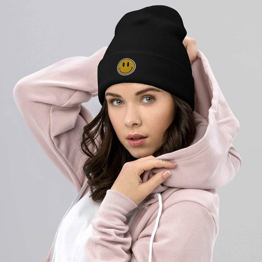 You Should Smile More Embroidered Beanie Black
