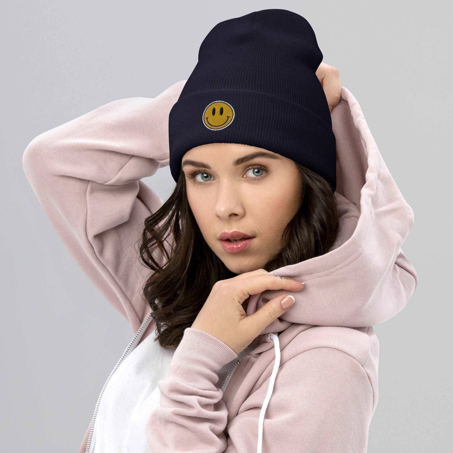You Should Smile More Embroidered Beanie Navy