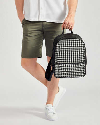 Houndstooth Faux Leather Backpack