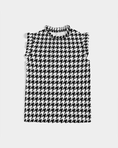 Houndstooth Women's Ruffle Sleeve Top