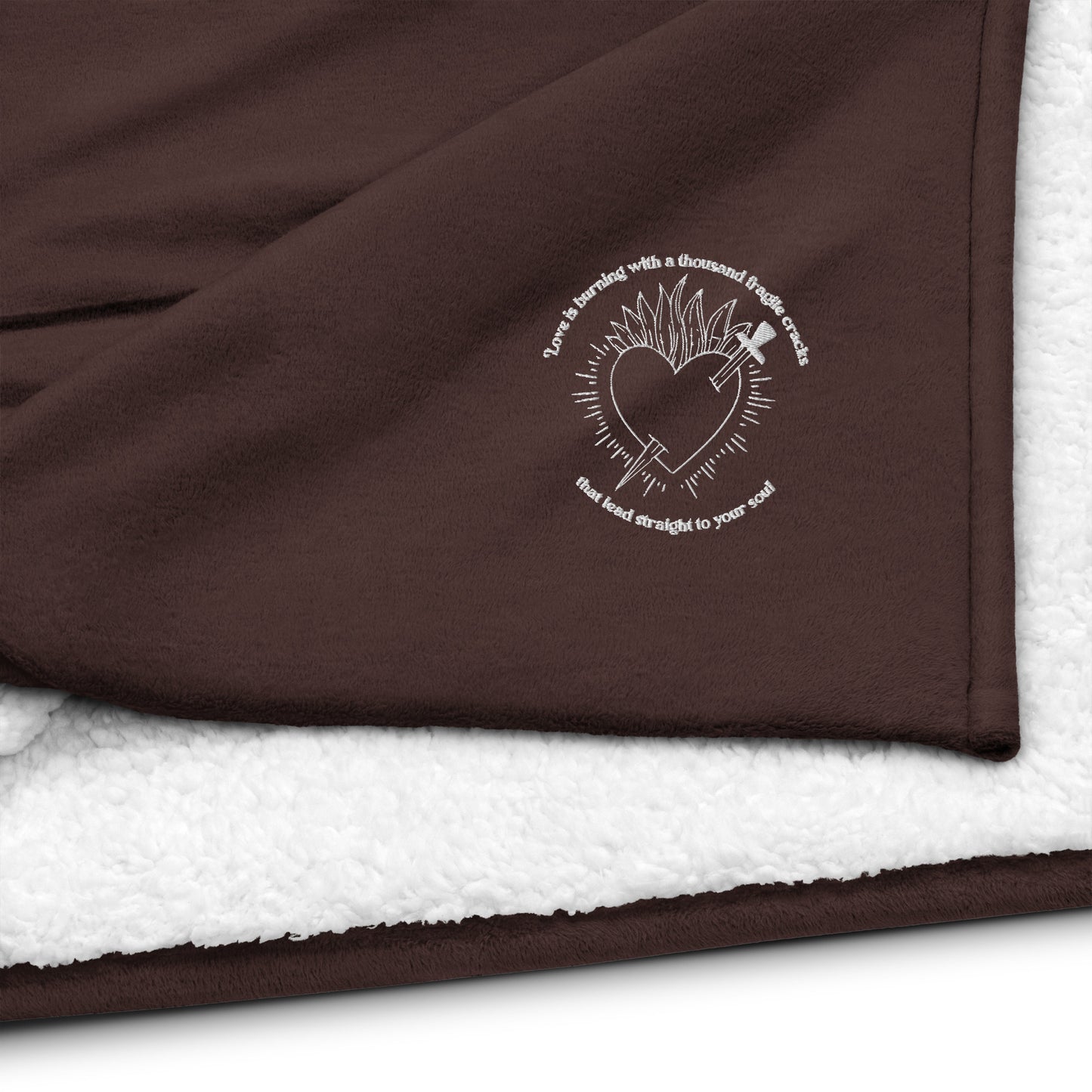 Hearts on Fire Embroidered Sherpa Blanket