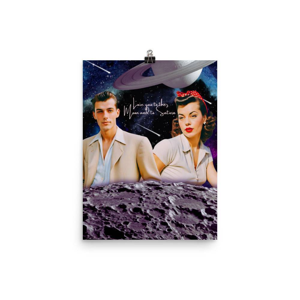 Moon and Saturn Poster 12″×16″
